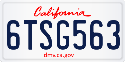 CA license plate 6TSG563