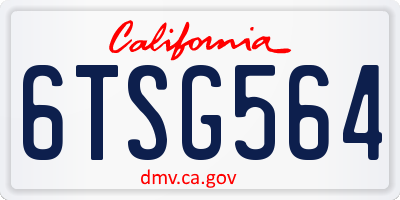 CA license plate 6TSG564