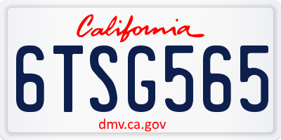CA license plate 6TSG565