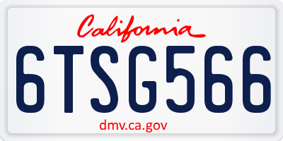 CA license plate 6TSG566