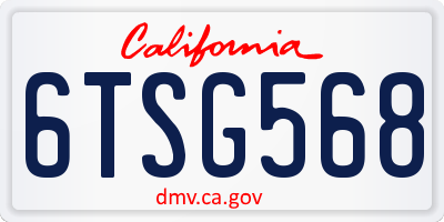 CA license plate 6TSG568