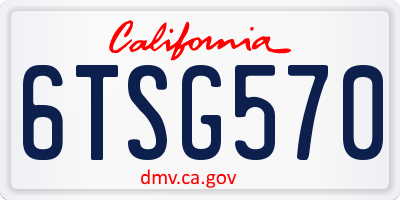 CA license plate 6TSG570