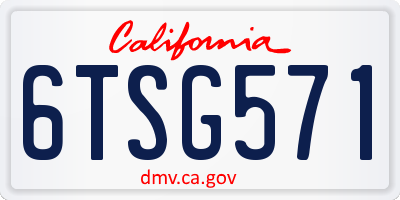 CA license plate 6TSG571