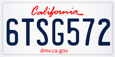 CA license plate 6TSG572