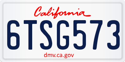 CA license plate 6TSG573