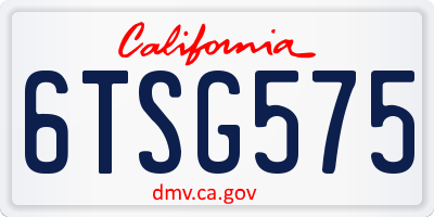 CA license plate 6TSG575