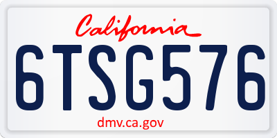 CA license plate 6TSG576