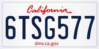 CA license plate 6TSG577