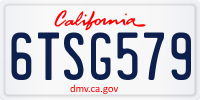 CA license plate 6TSG579
