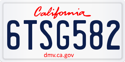 CA license plate 6TSG582