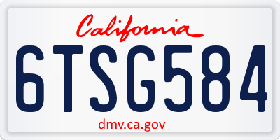 CA license plate 6TSG584