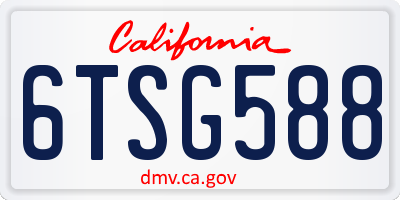 CA license plate 6TSG588
