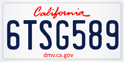 CA license plate 6TSG589