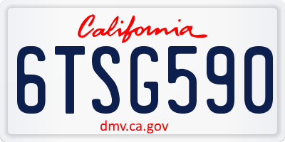 CA license plate 6TSG590