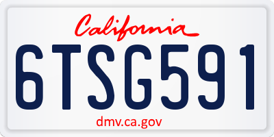 CA license plate 6TSG591