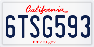 CA license plate 6TSG593