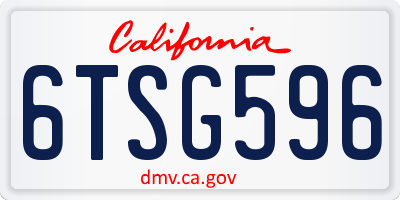 CA license plate 6TSG596
