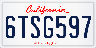 CA license plate 6TSG597