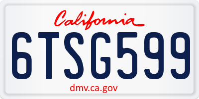 CA license plate 6TSG599