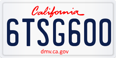 CA license plate 6TSG600