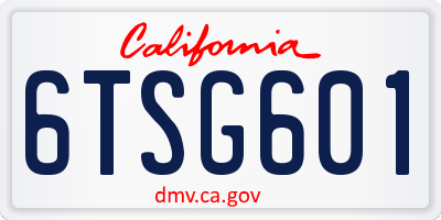 CA license plate 6TSG601