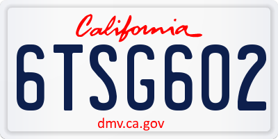 CA license plate 6TSG602