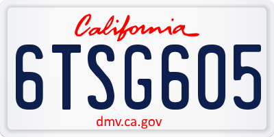 CA license plate 6TSG605