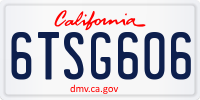 CA license plate 6TSG606