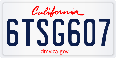 CA license plate 6TSG607