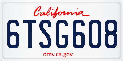 CA license plate 6TSG608