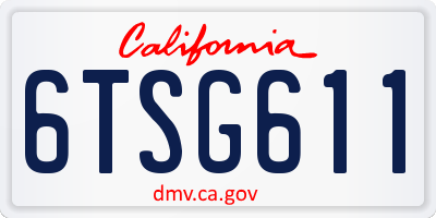 CA license plate 6TSG611