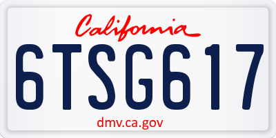CA license plate 6TSG617
