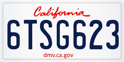 CA license plate 6TSG623