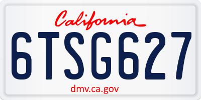 CA license plate 6TSG627