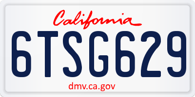 CA license plate 6TSG629