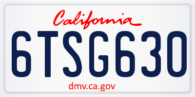 CA license plate 6TSG630