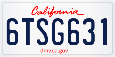 CA license plate 6TSG631