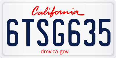 CA license plate 6TSG635