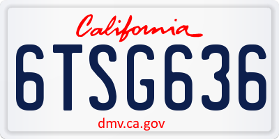 CA license plate 6TSG636