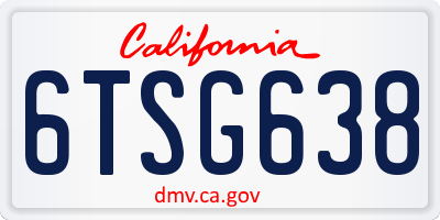 CA license plate 6TSG638