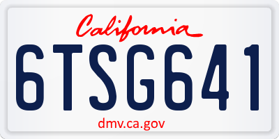 CA license plate 6TSG641