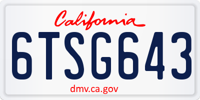 CA license plate 6TSG643