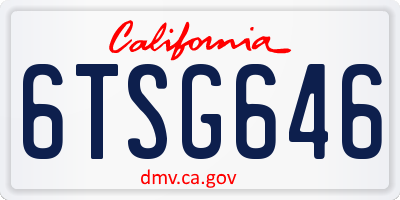 CA license plate 6TSG646