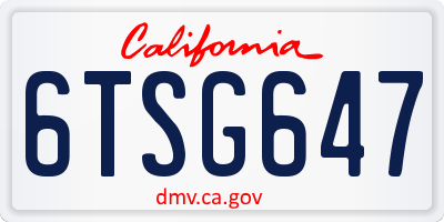 CA license plate 6TSG647