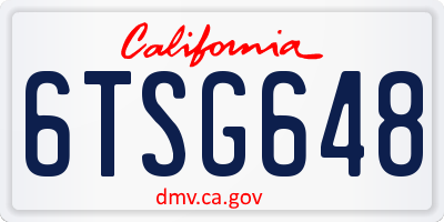 CA license plate 6TSG648