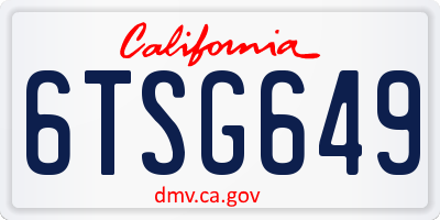 CA license plate 6TSG649
