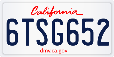 CA license plate 6TSG652