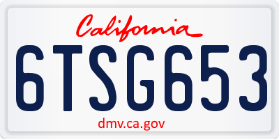 CA license plate 6TSG653