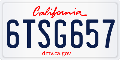 CA license plate 6TSG657
