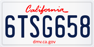CA license plate 6TSG658